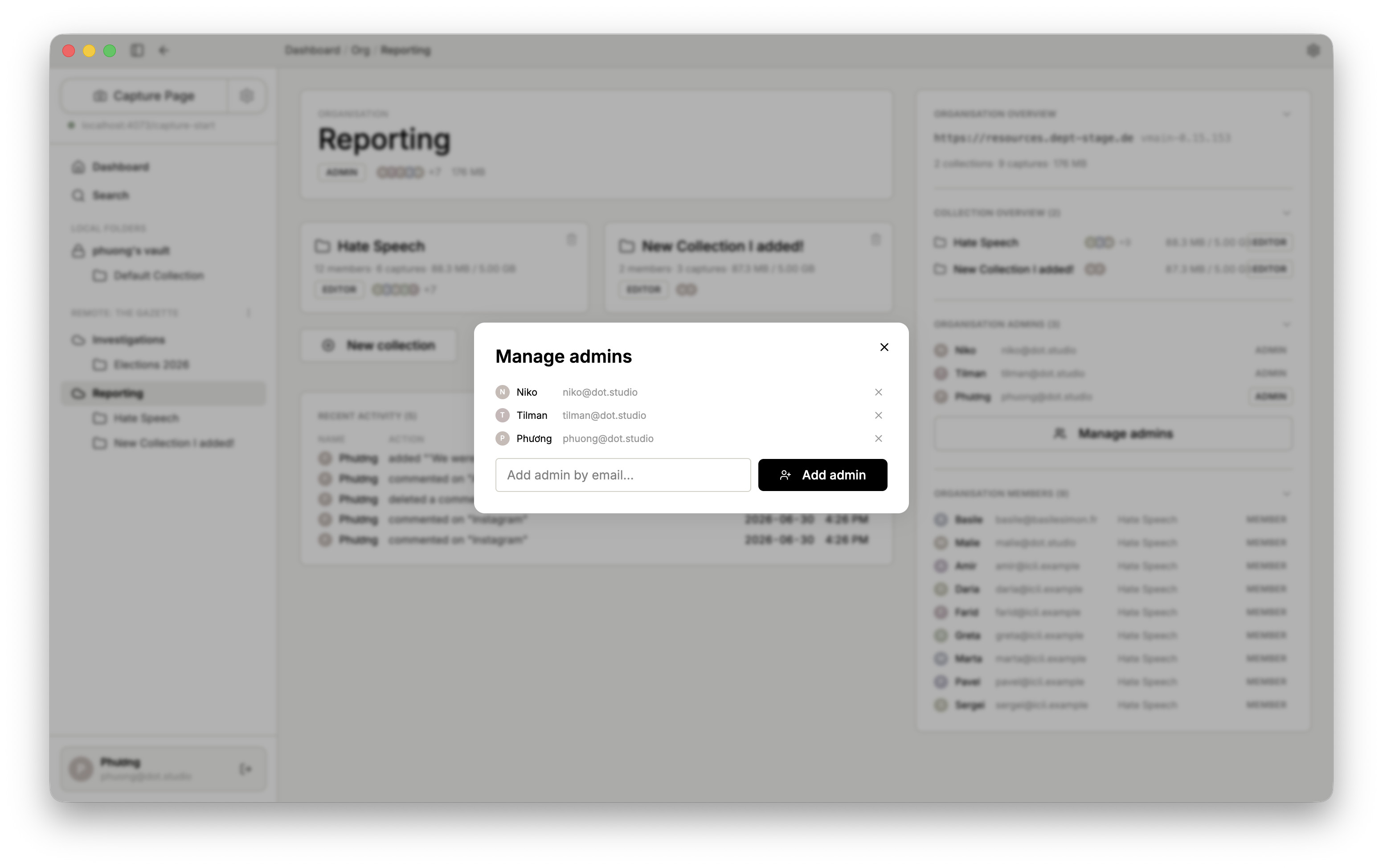 The invite members dialog, step two